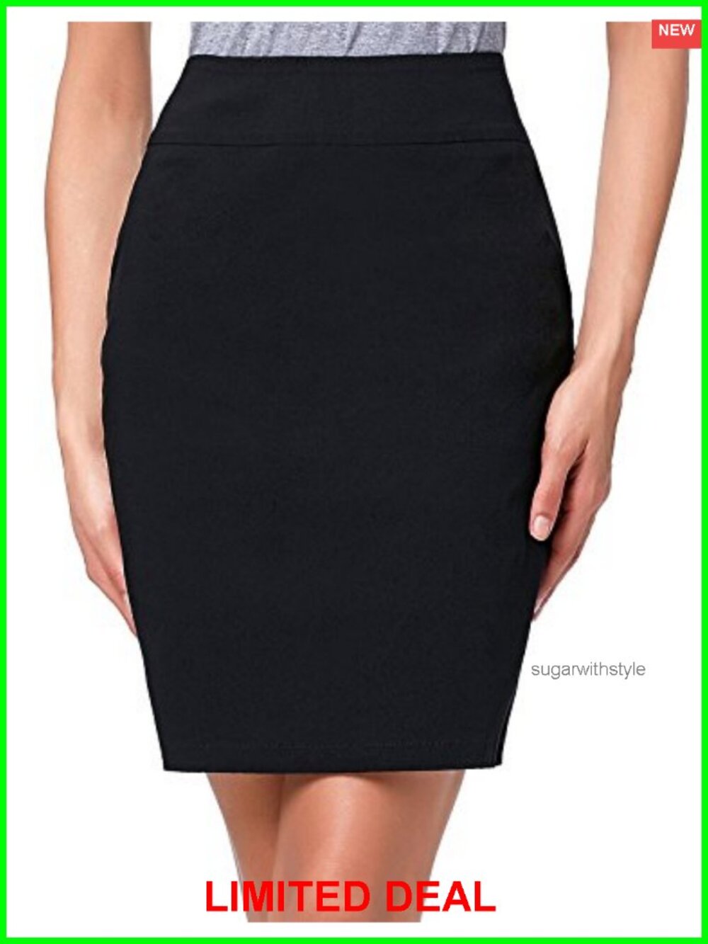 Women's Stretch High Waist Pencil Skirt Above Knee Slim Fit Work Office